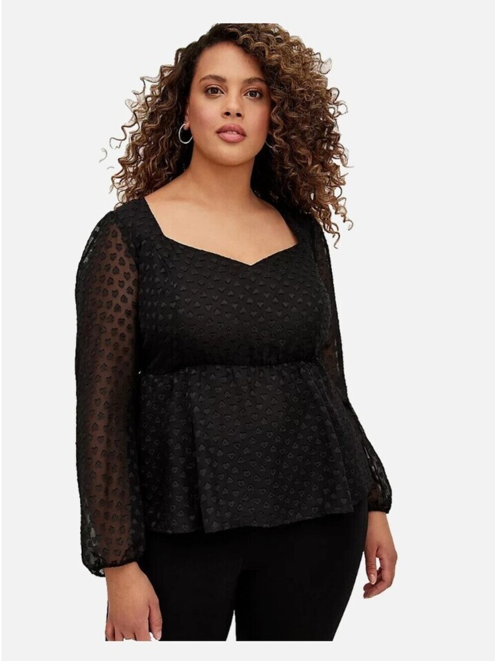 Torrid black blouse with hearts. Size 2.